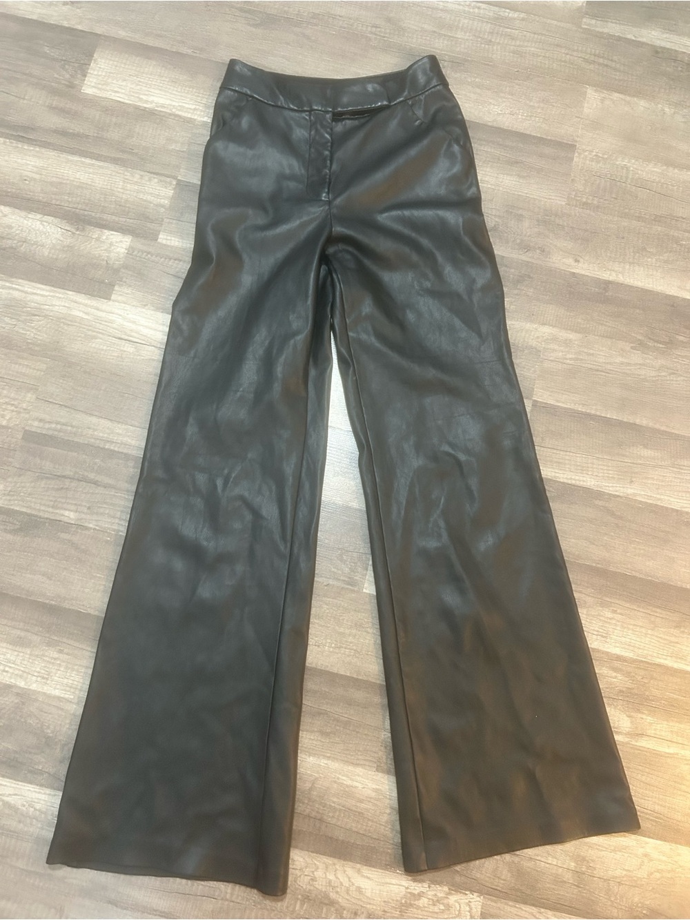 Express Black Faux Leather Wide Leg Pants Size  2